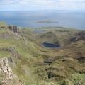 View NE to Eilean Flodigarry from the clifftop on Meall na Suiramach